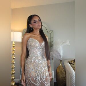 Elegant Silver and Nude Women's Dress